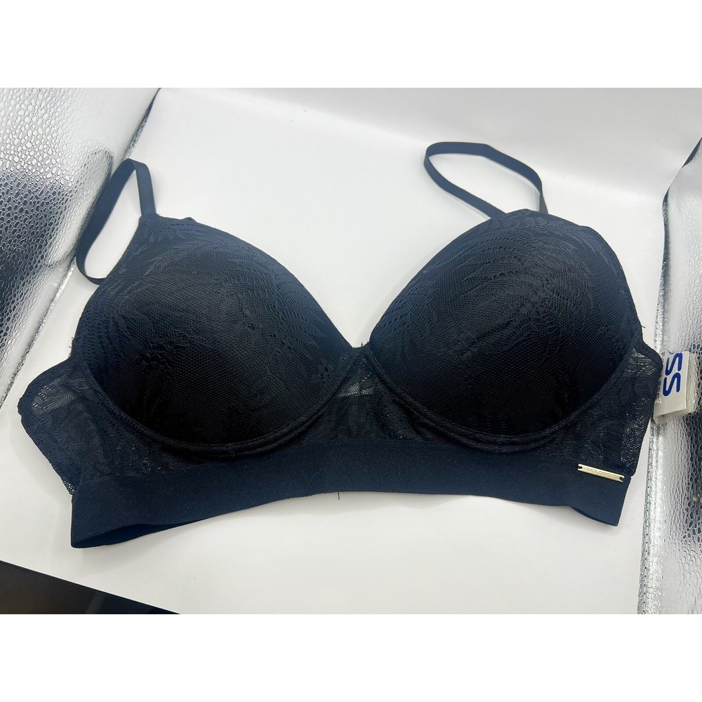 Vince Camuto Bra Womens‎ Size 36C Black Floral Lace Underwire Adjustable Straps